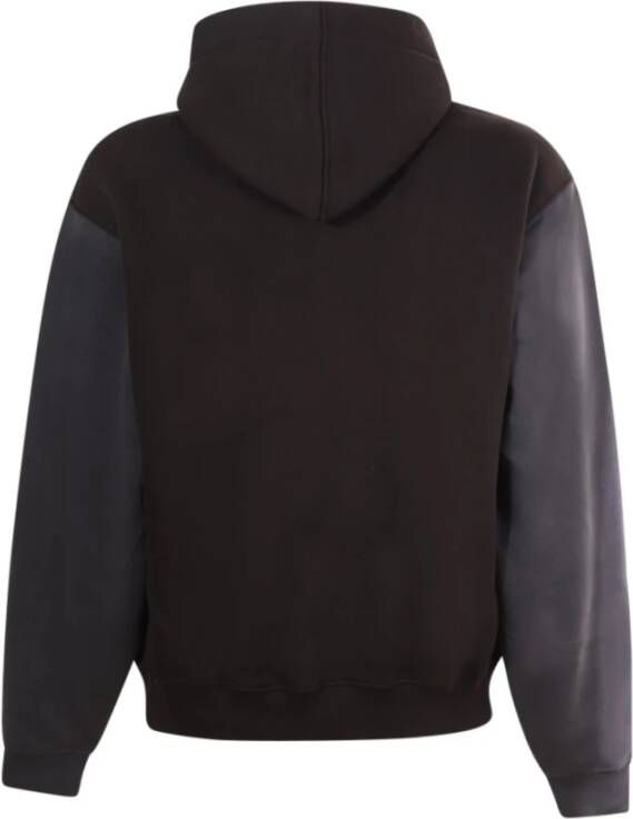 Neil Barrett Zwarte Sweaters met Vaste Capuchon en Logo Black Heren