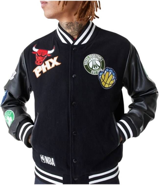 new era Jas nba badge varsity Zwart Heren