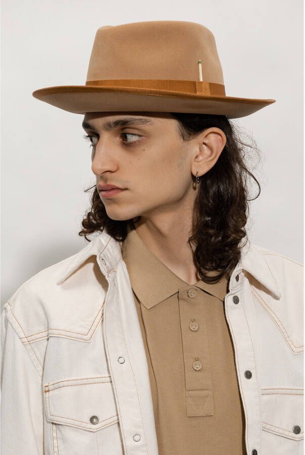 Nick Fouquet Voelde Fedora Hat Bruin Heren