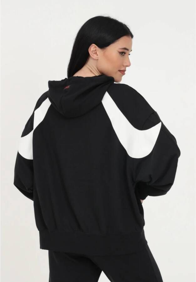 Nike Ruimvallende Terry Hoodie met Swoosh Logo Zwart Dames
