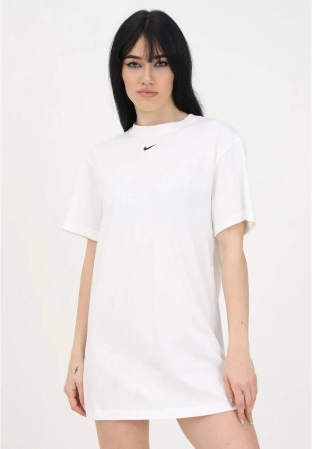 Nike Ontspannende witte katoenen minijurk Wit Dames