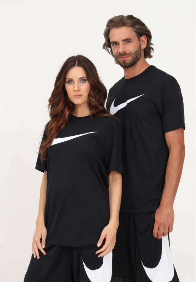 Nike Zwarte Oversized Swoosh T-Shirt Zwart Unisex
