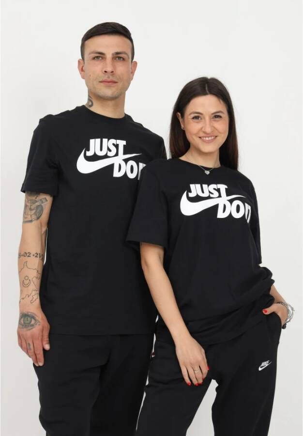 Nike Zwart Unisex T-Shirt met Voorprint Zwart Unisex