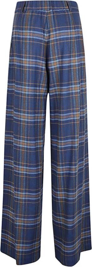 NIU Wijde geruite broek Blauw Dames