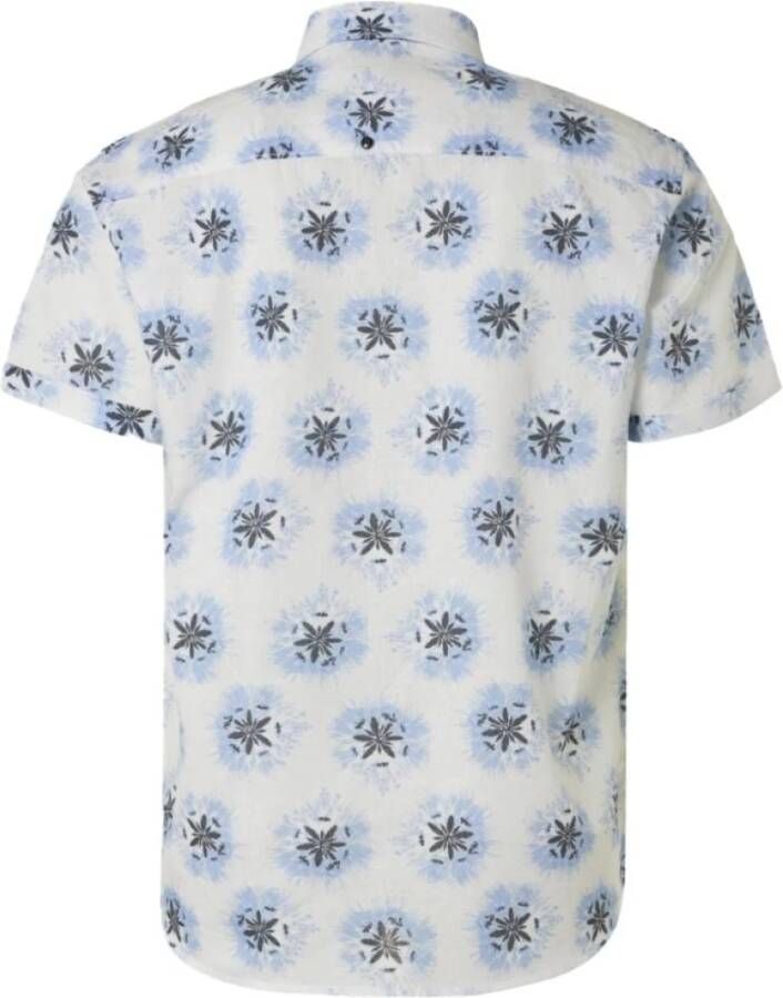 No Excess Short Sleeve Overhemd Linnen Blauw Print Blauw Heren