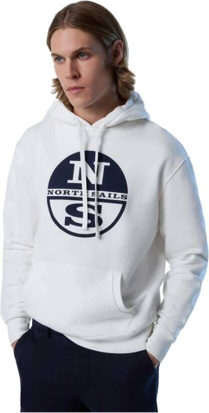 North Sails Witte Katoenen Hoodie met Groot Logo Wit Heren