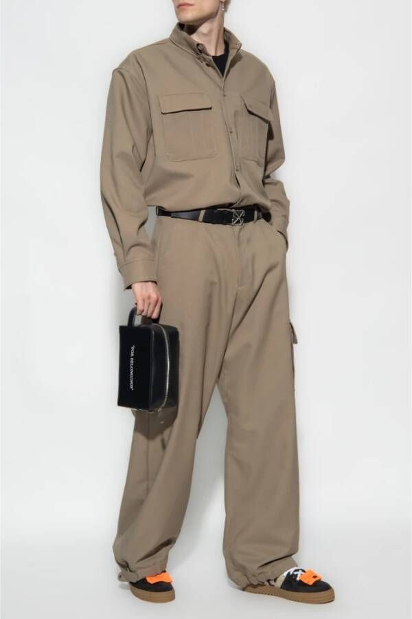 Off White Shirt met logo Groen Heren