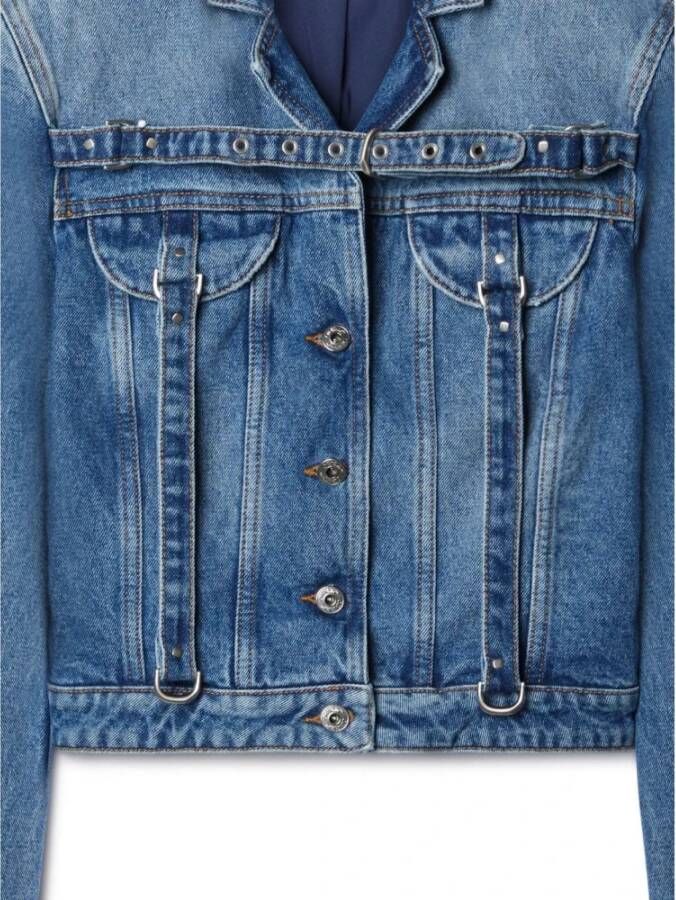 Off White Denim Jackets Blauw Dames