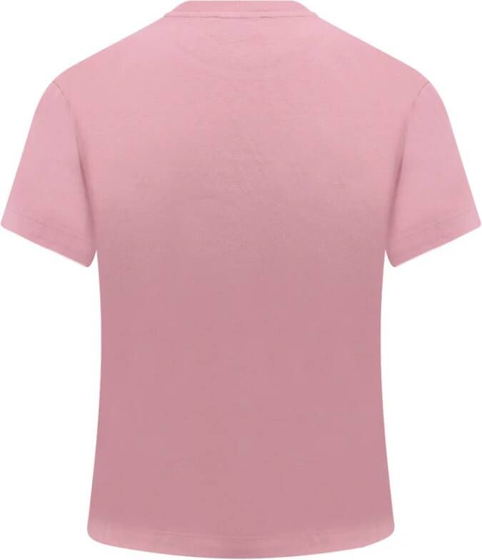 Off White Geborduurd Logo Katoenen T-Shirt Roze Dames