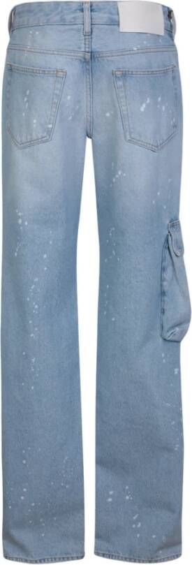 Off White Blauwe Cargo Jeans met Uniek Geschilderd Detail Blauw Dames
