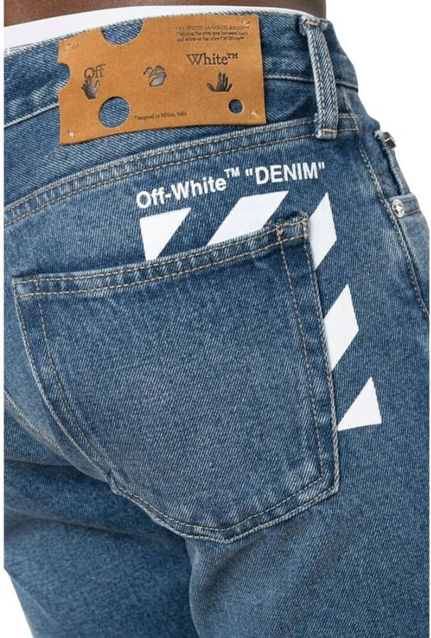 Off White Slimfit-jeans Blauw Heren