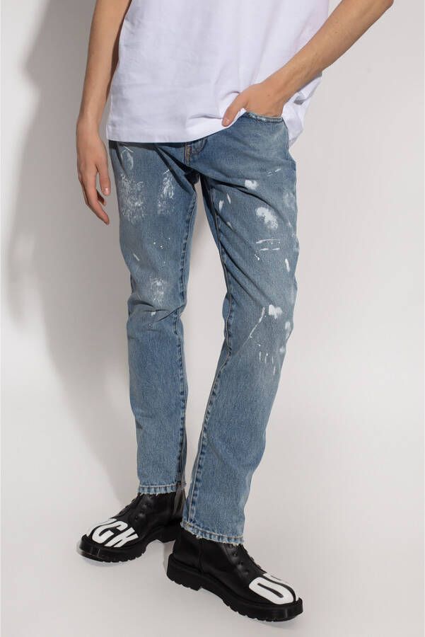 Off White Jeans with logo Blauw Heren