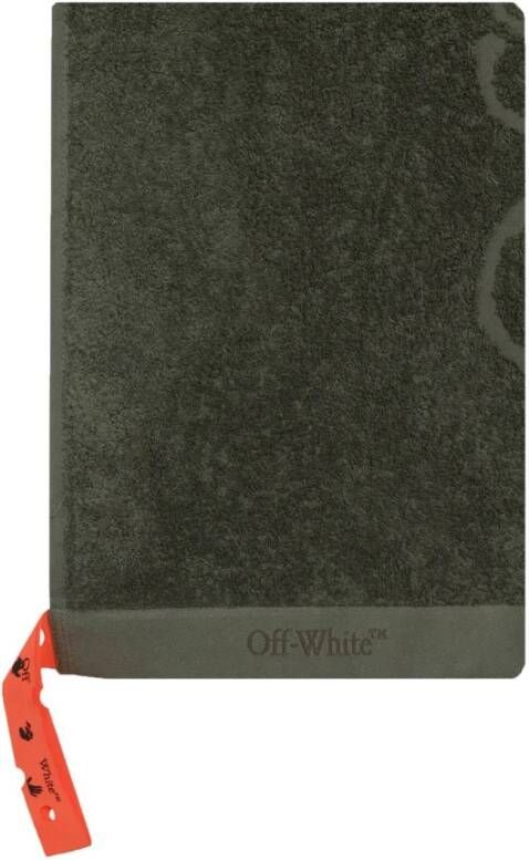Off White Logo Jacquard Katoenen Douchehanddoek Green Dames
