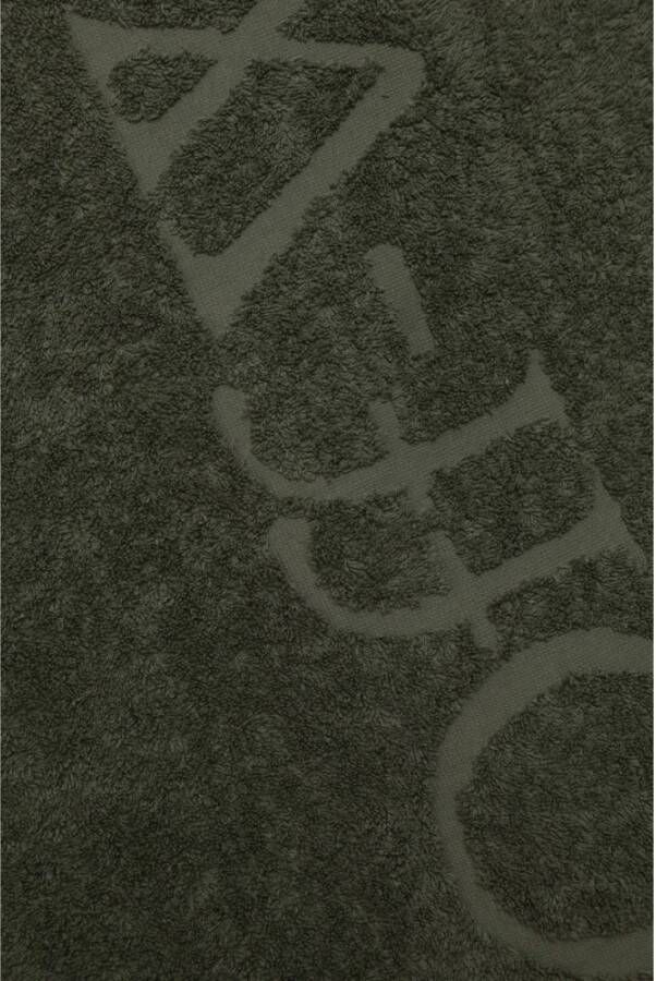Off White Logo Jacquard Katoenen Douchehanddoek Green Dames