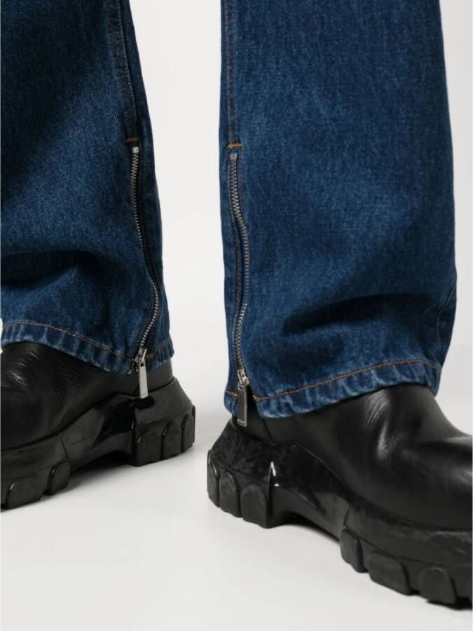 Off White Straight Jeans Blauw Heren