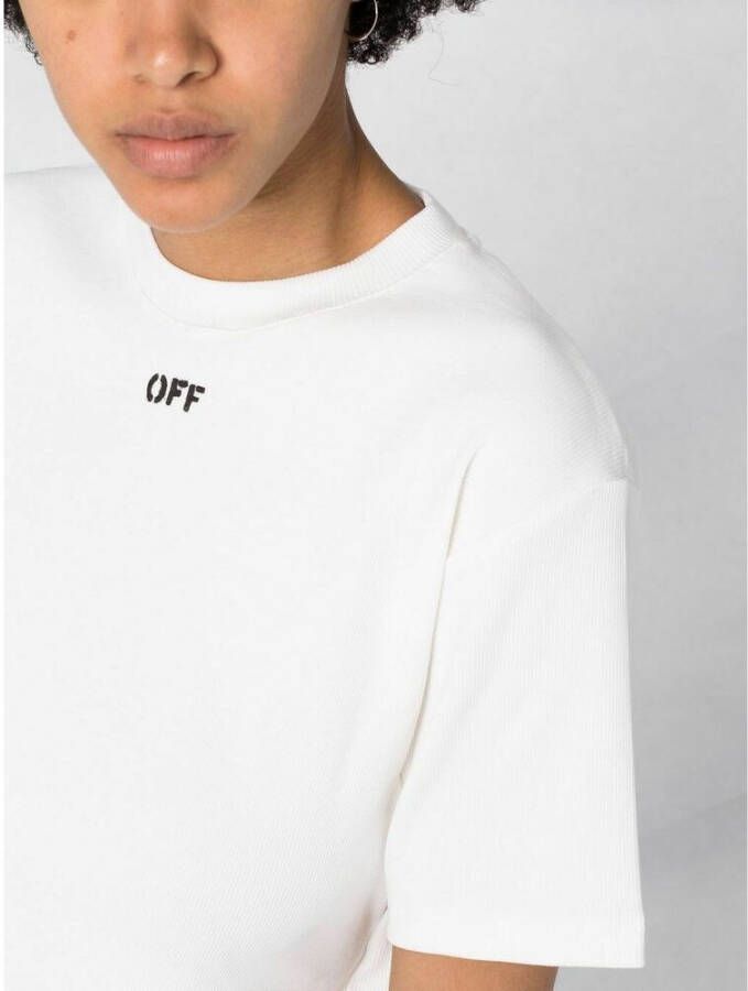 Off White Ivoor stretch katoen t-shirt Wit Dames