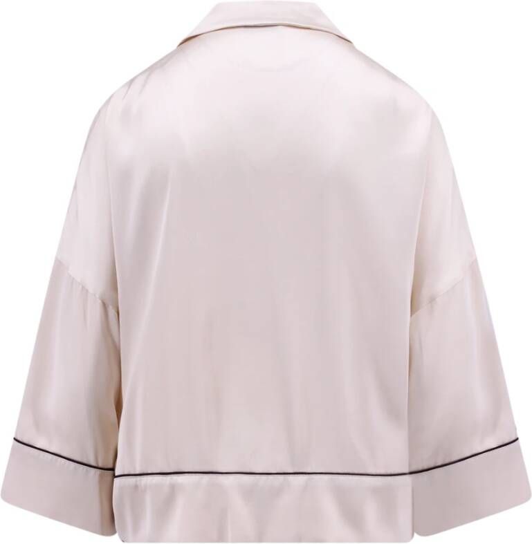 Off White Viscose pyjama shirt met logo print Beige Dames