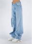Off White Wide Jeans Blauw Dames - Thumbnail 4