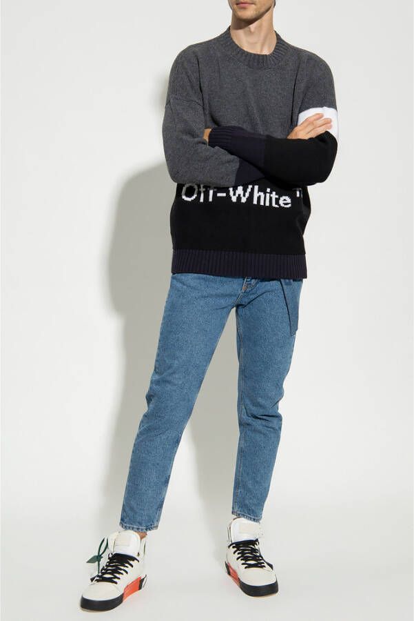 Off-White Trui met intarsia logo Grijs - Foto 6