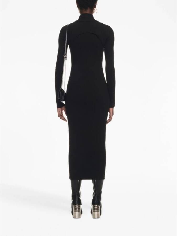 Off White Zwarte Katoenen Jurk met Logodetail Zwart Dames