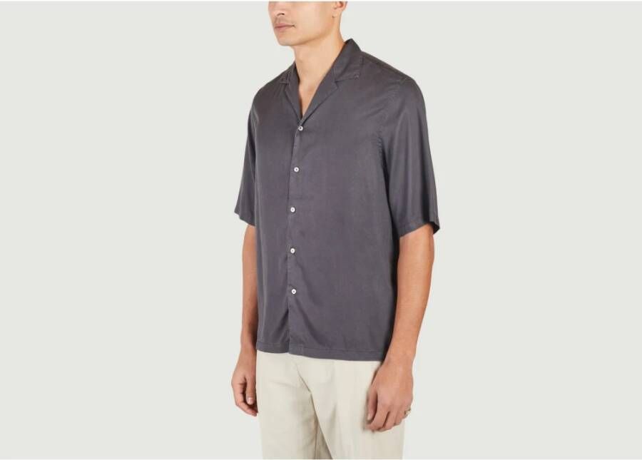 Officine Générale Short Sleeve Shirts Blauw Heren