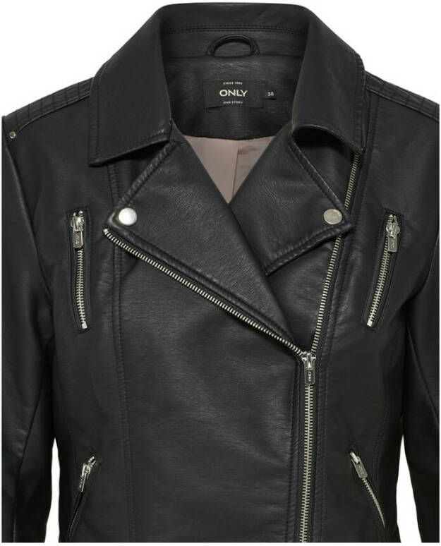 Only Biker faux lederen jas Zwart Dames
