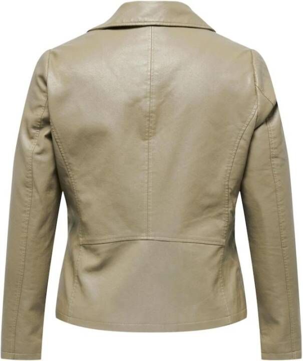 Only Carmakoma Leather Jackets Beige Dames