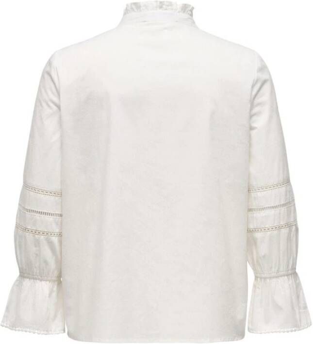 Only Carmakoma Witte Frill Shirt Carlena L S WVN Wit Dames