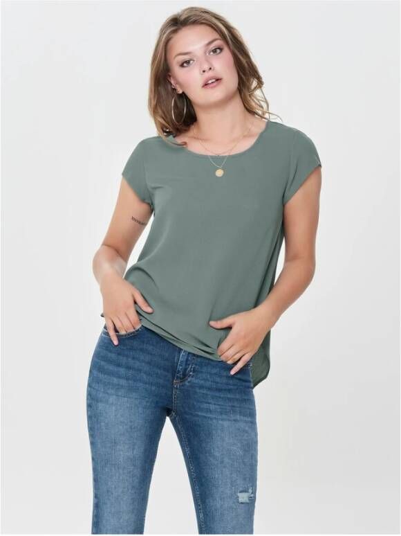 Only Dames-T-shirt manches courtes Vic solid Groen Dames