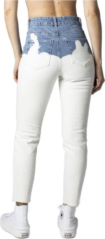Only Dames Witte Jeans met Ritssluiting en Knoopsluiting Wit Dames