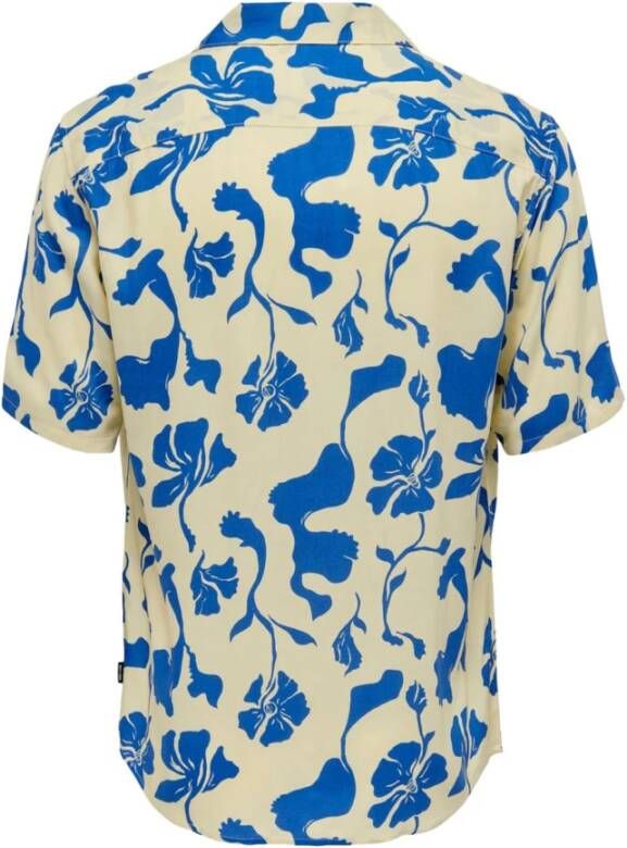Only & Sons Heren korte mouwen overhemd Blauw Heren