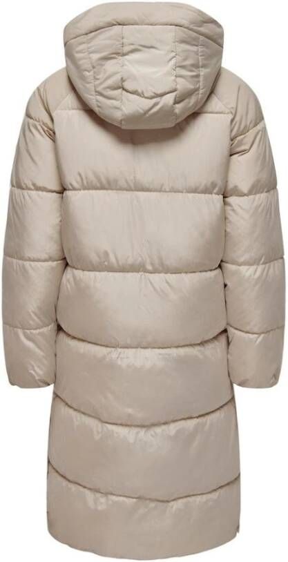 Only Lange Puffer Jas in Pumice Stone Beige Dames