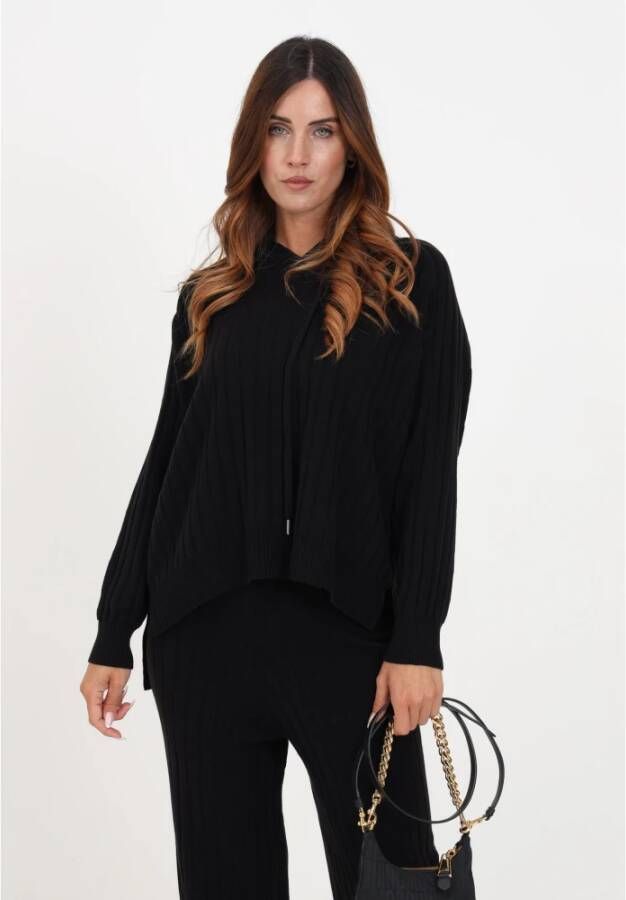 Only Zwarte Asymmetrische Hoodie Zwart Dames