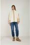 OOF Wear Korte witte jas met satijnen nylon details Beige Dames - Thumbnail 2