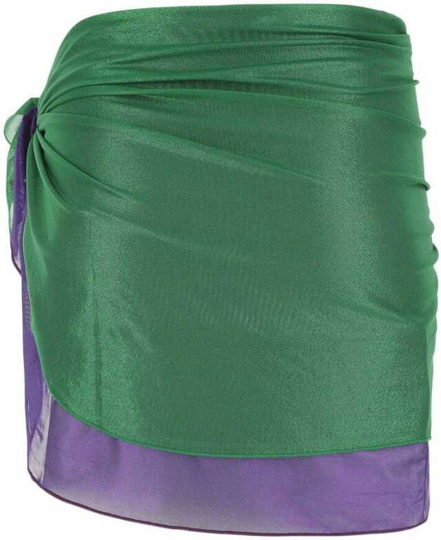 Oseree Tweekleurige stretch nylon sarong rok Groen Dames