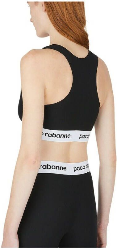 Paco Rabanne Logo Tape Crop Top Zwart Dames