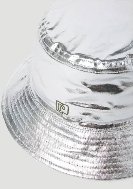 Paco Rabanne Metallic Bucket Hat met Logo Borduursel Grijs Dames