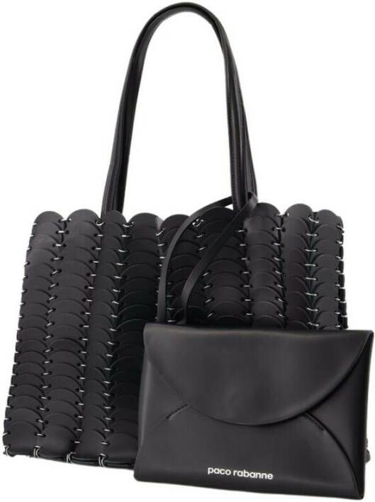 Paco Rabanne Pacoio Tote in Black Leather Zwart Dames