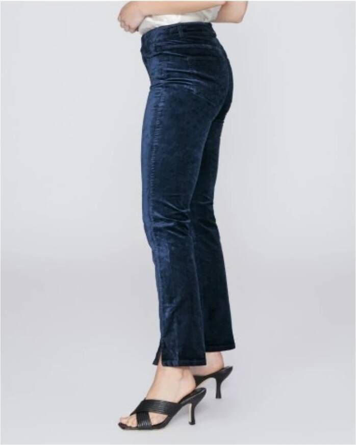 Paige Hoge taille rechte pasvorm fluwelen jeans Blauw Dames
