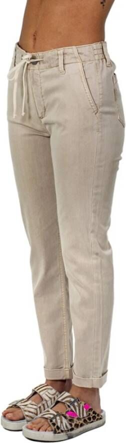 Paige Leather Trousers Beige Dames