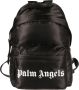 Palm Angels Zwarte Leren Rugzak met Logo Print Black Heren - Thumbnail 4