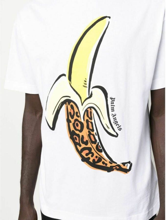 Palm Angels Bananenprint T-shirt Wit Heren