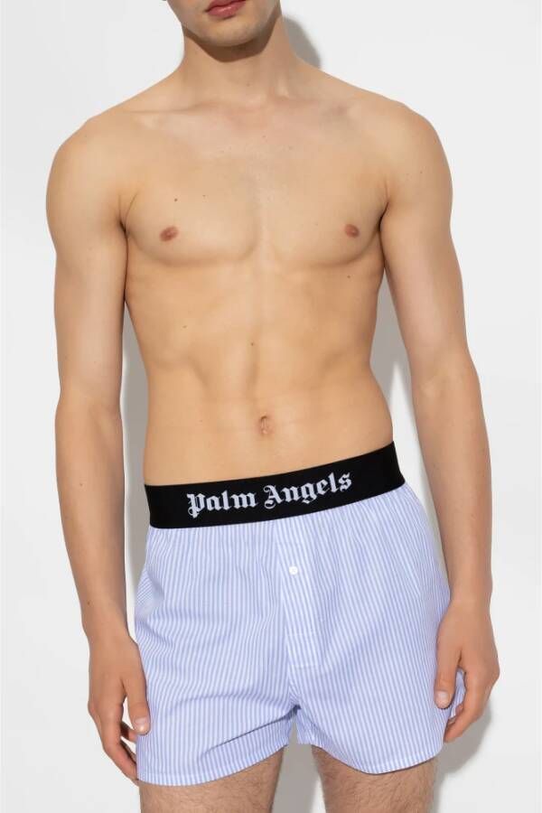 Palm Angels Boxershorts met logo Blauw Heren