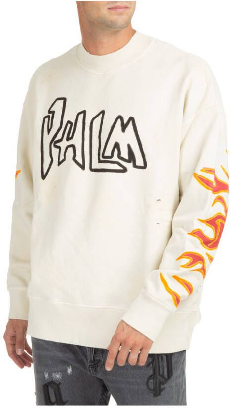 Palm Angels Graffiti Flames Sweatshirt Wit Heren