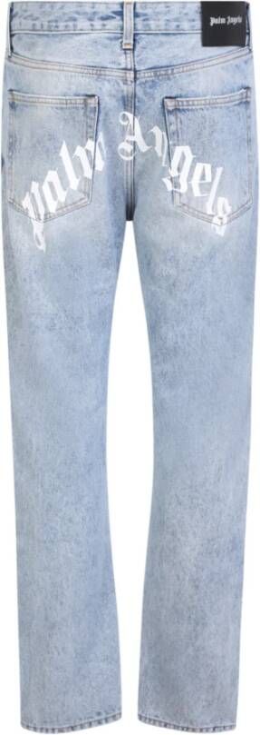 Palm Angels Blauwe Slim-Fit Jeans met Uniek Logo Blauw Heren