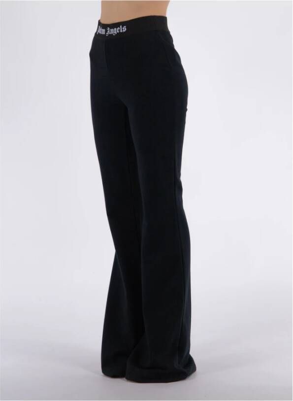 Palm Angels Zwarte broek met hoge taille en elastische tailleband Black Dames