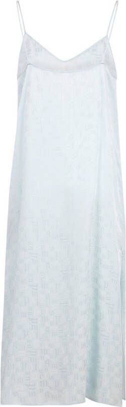 Palm Angels Blauwe Logo Print Midi Jurk Blauw Dames