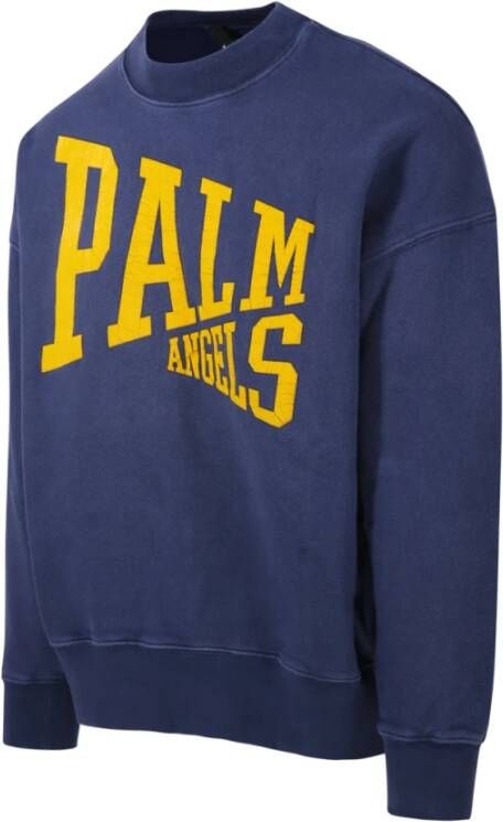 Palm Angels Marineblauw Goud College Crew Sweatshirt Blauw Heren