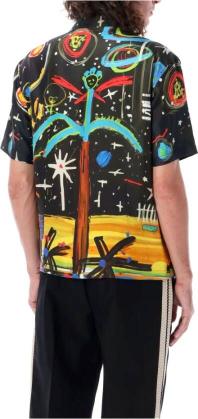 Palm Angels Zwart Multi Zijden Starry Night Bowling Shirt Meerkleurig Heren