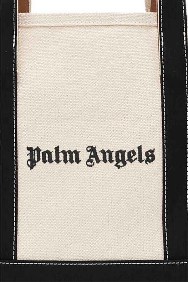 Palm Angels Shopper tas met logo Beige Dames